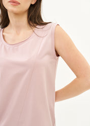 Pink lace stitched diagonal top