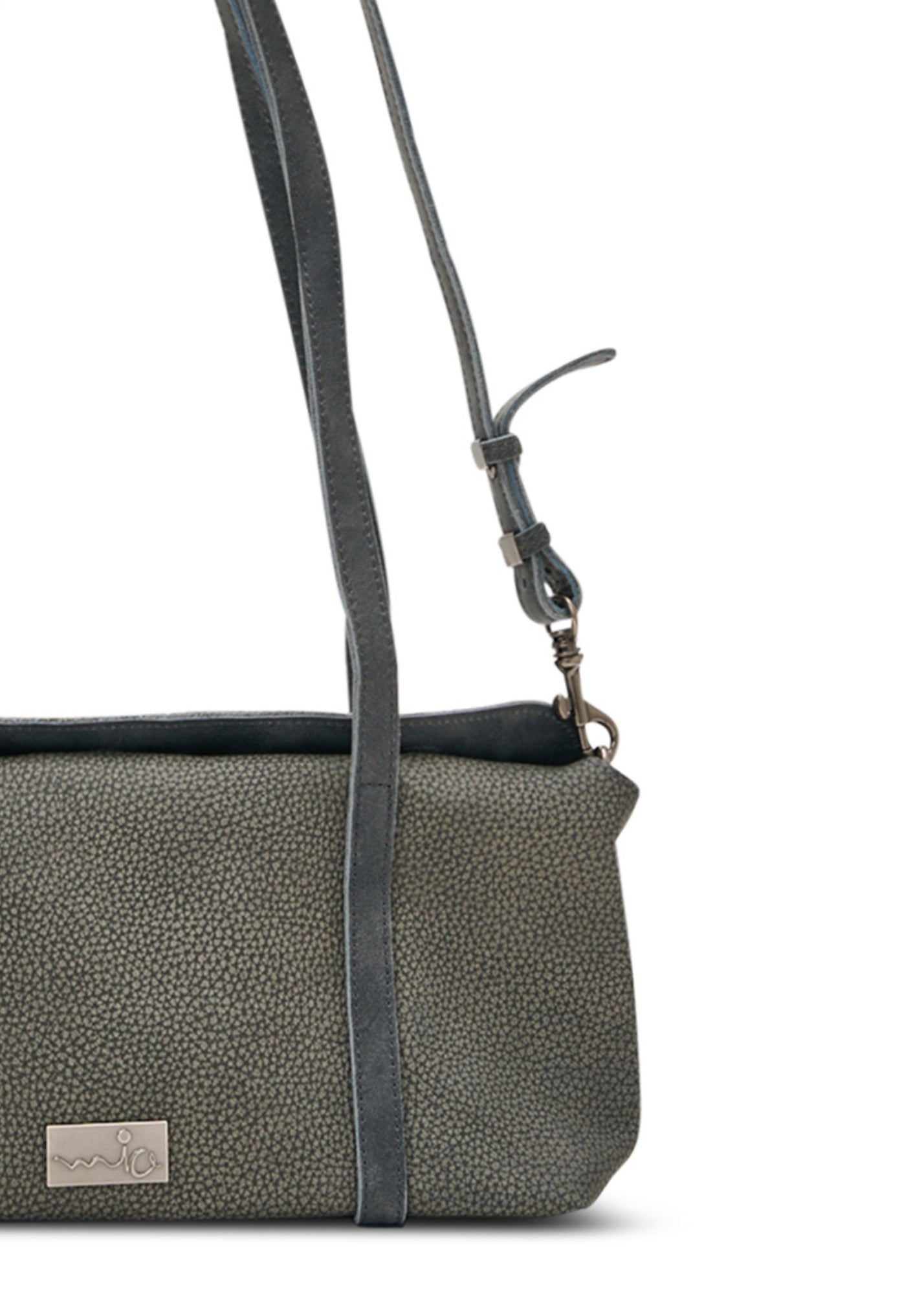 Rectangular leather evening bag in gray color combination