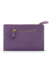 Leather wallet external zippers + purple magnet