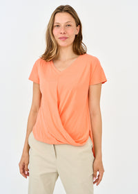 Orange Twisted V-neck T-shirt - 00
