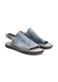 Gray wash flat leather sandals - 37