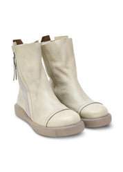 Stone Reverse Zipper Leather Comfort Boots