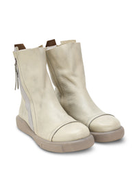 Stone Reverse Zipper Leather Comfort Boots - 36