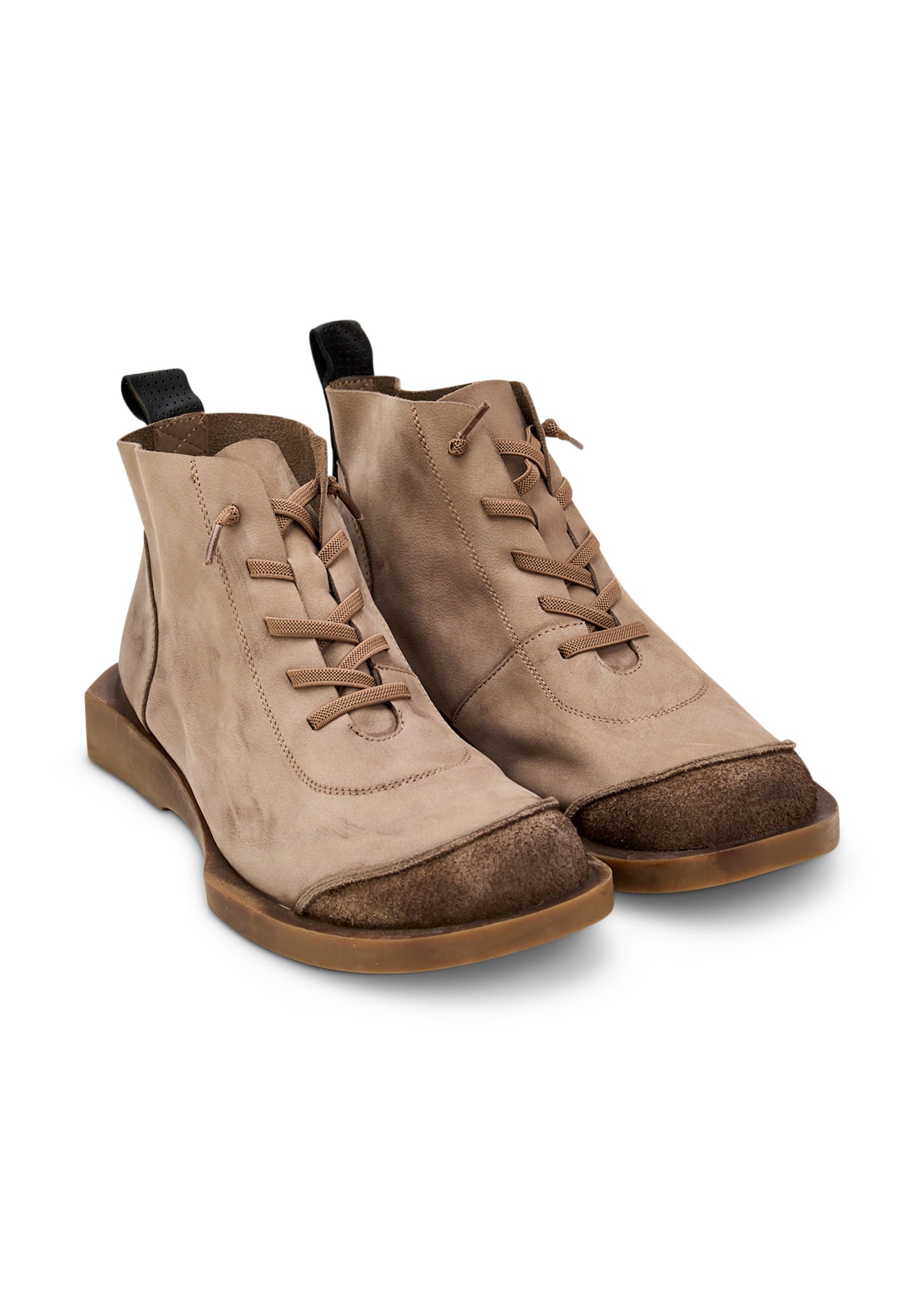 Brown leather combination high shoes