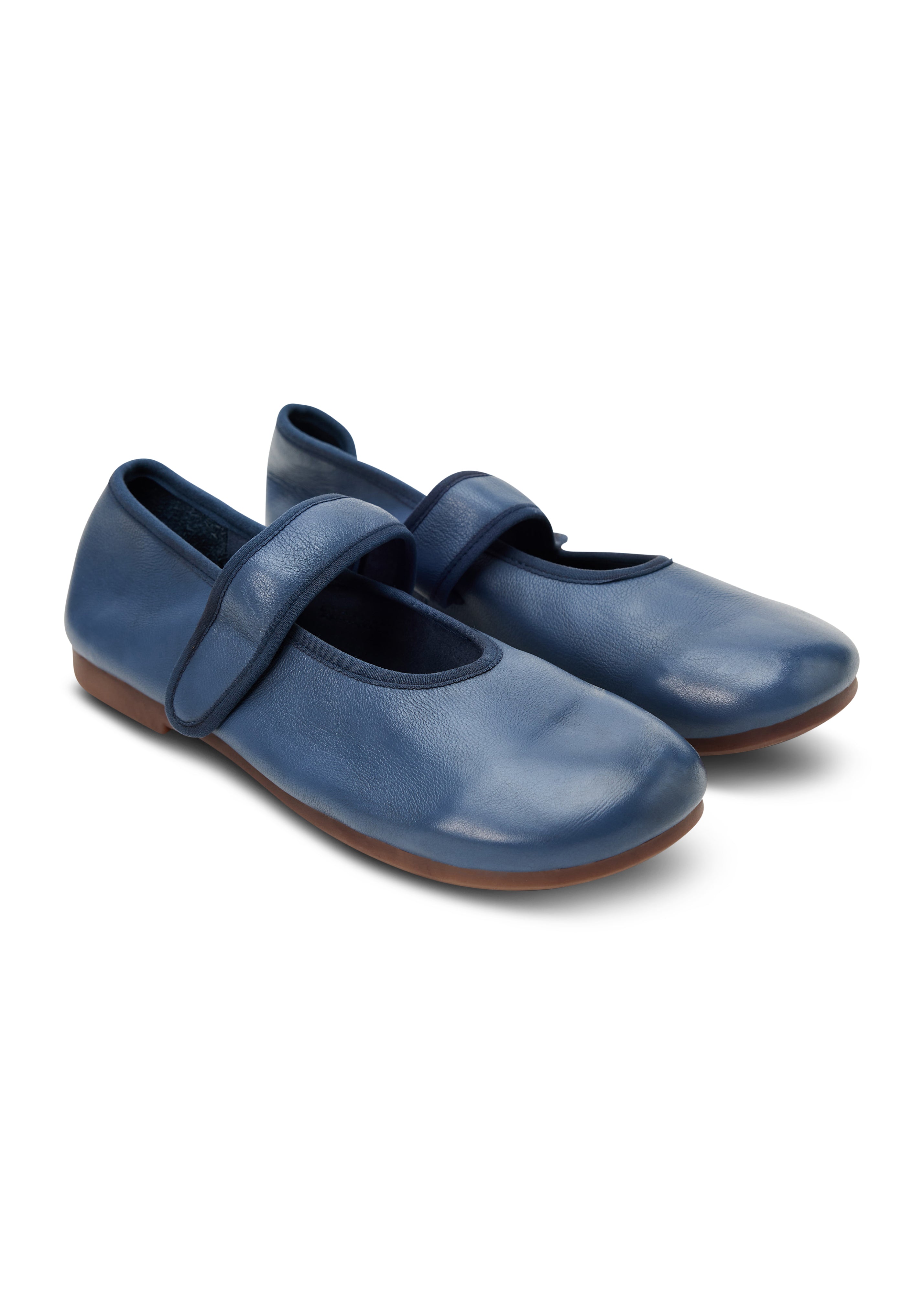 Doll shoes with a blue top stripe