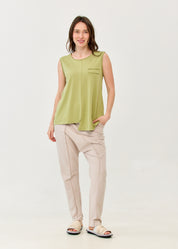 Green Slub Pocket-Like Tank Top