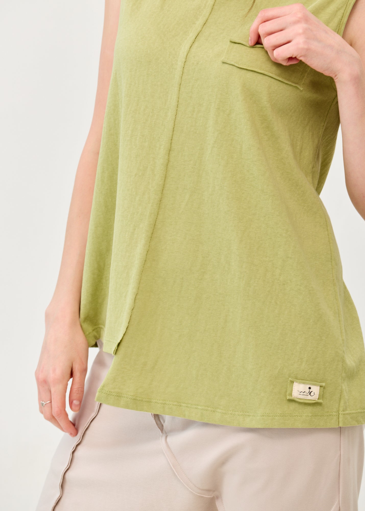 Green Slub Pocket-Like Tank Top