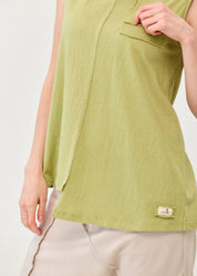 Green Slub Pocket-Like Tank Top