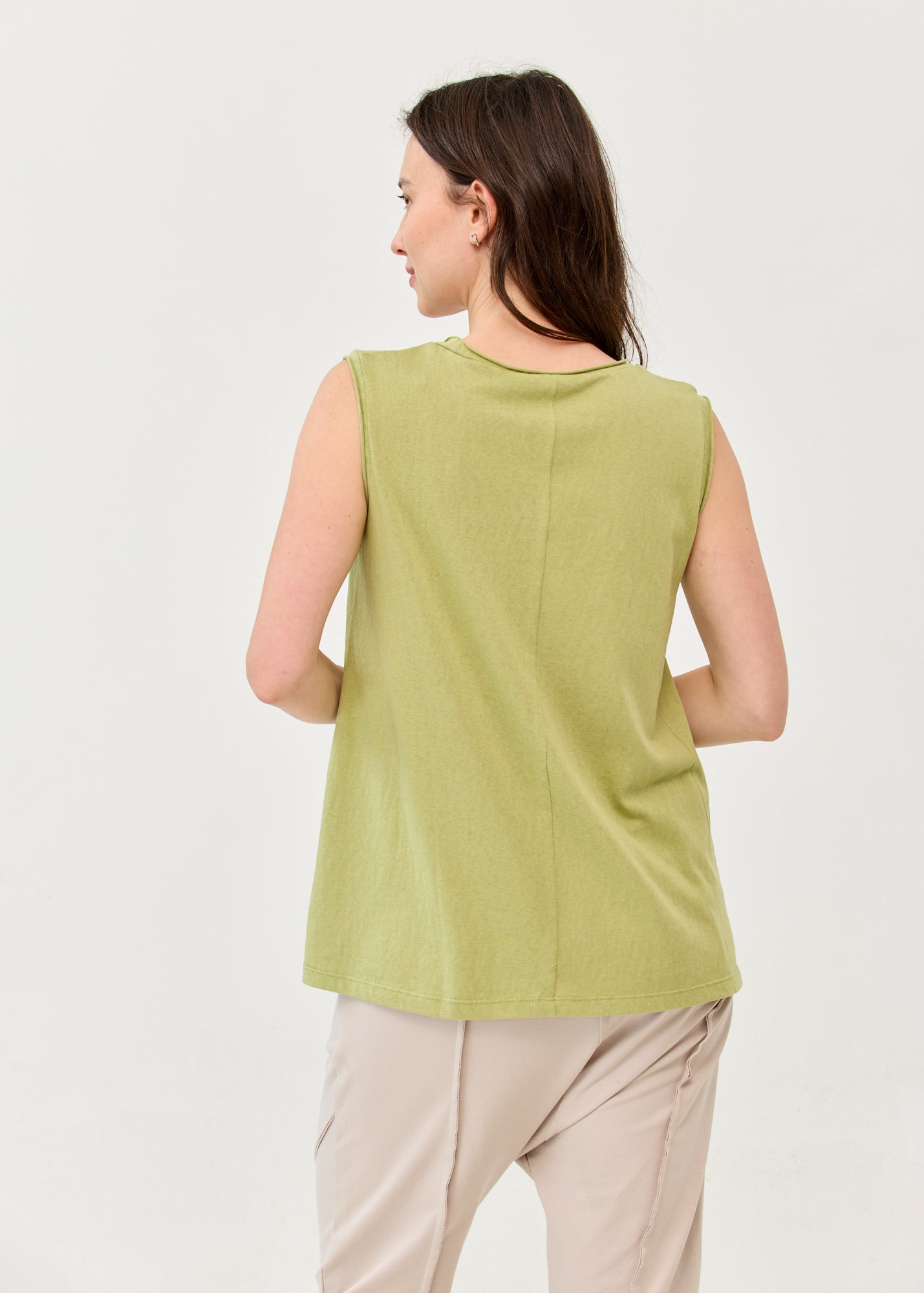 Green Slub Pocket-Like Tank Top