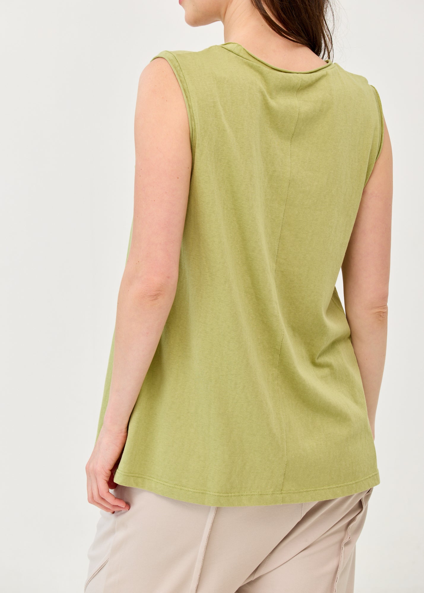 Green Slub Pocket-Like Tank Top