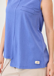 Blue Slub Mock Pocket Tank Top