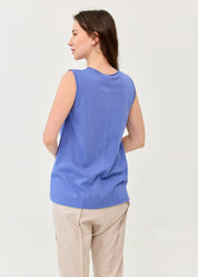 Blue Slub Mock Pocket Tank Top