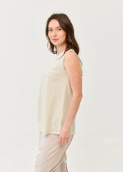 Slub Tank Top with Stone-Look Pocket