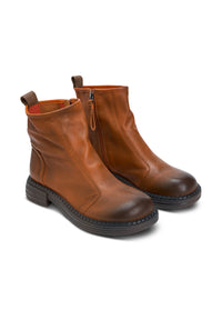 Wash soft leather boots with orange zipper - 36