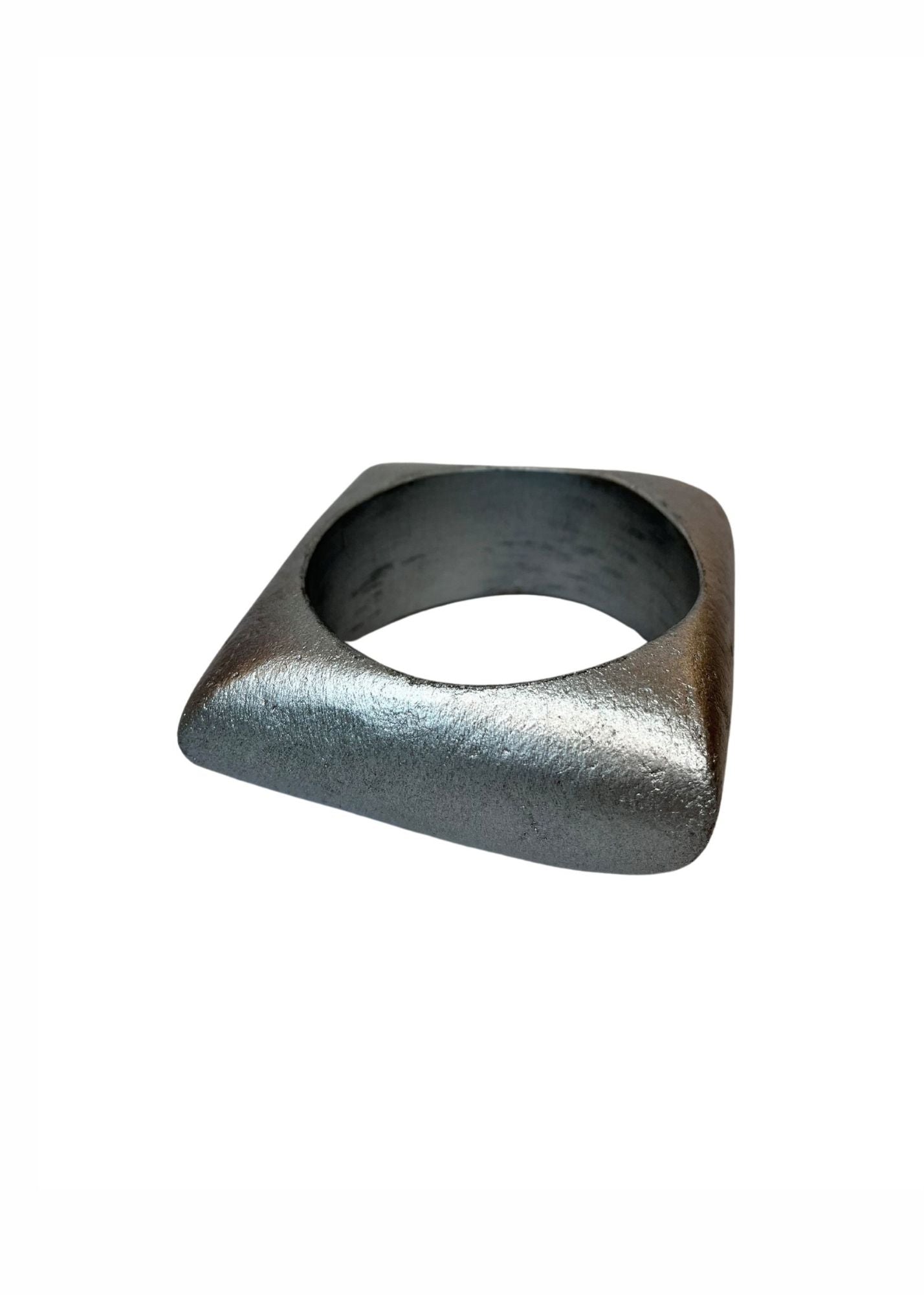Silver square recycled wood bracelet