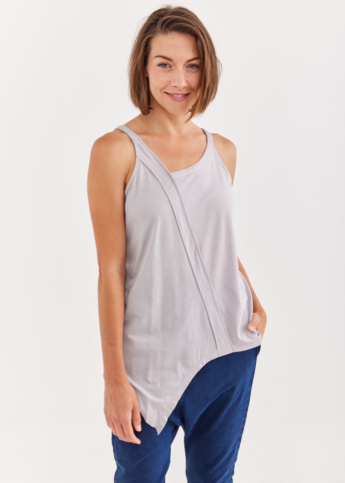 Gray spaghetti strap thick tank top