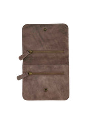 Small square brown leather wallet