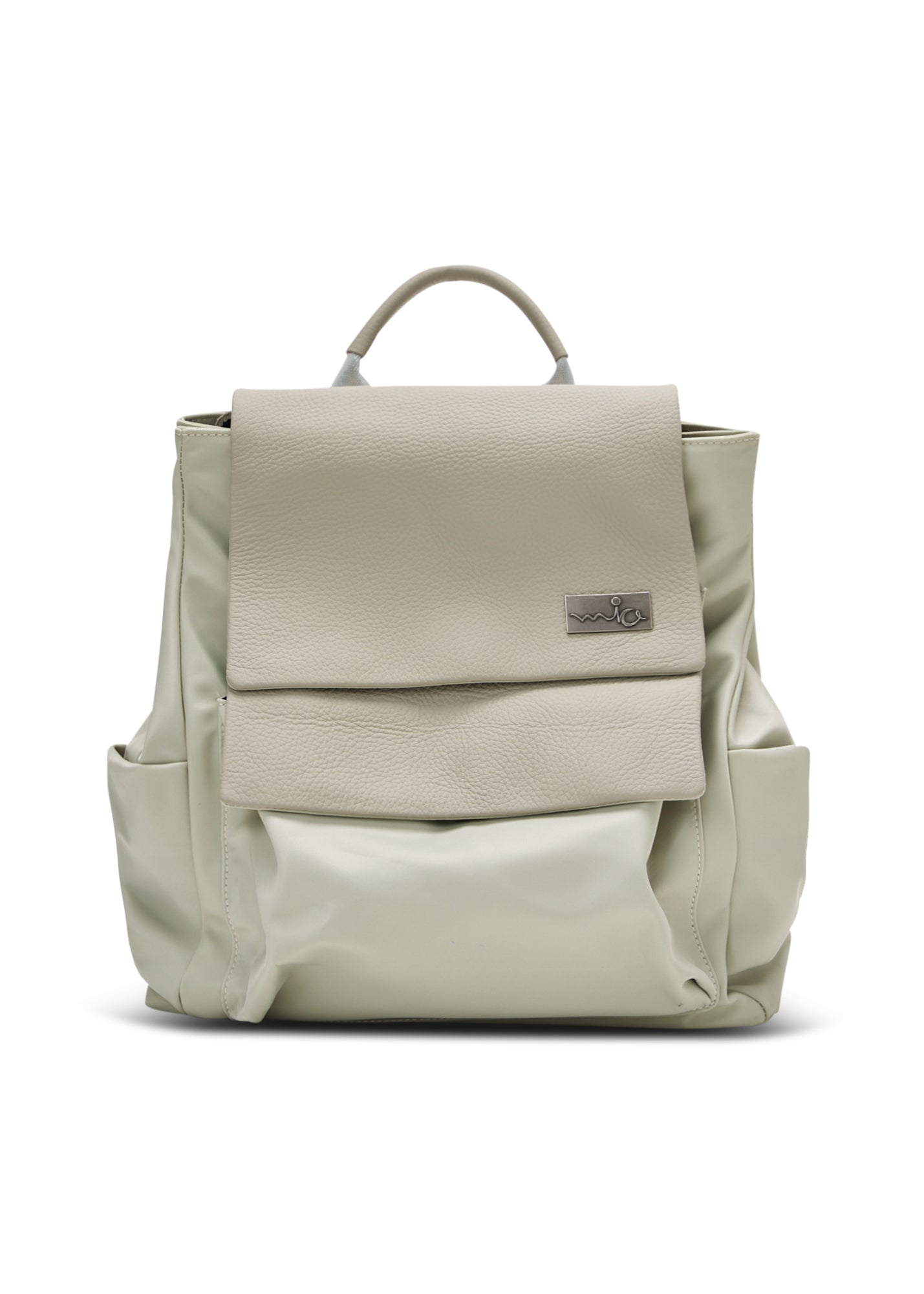 Light gray leather double kalapa backpack