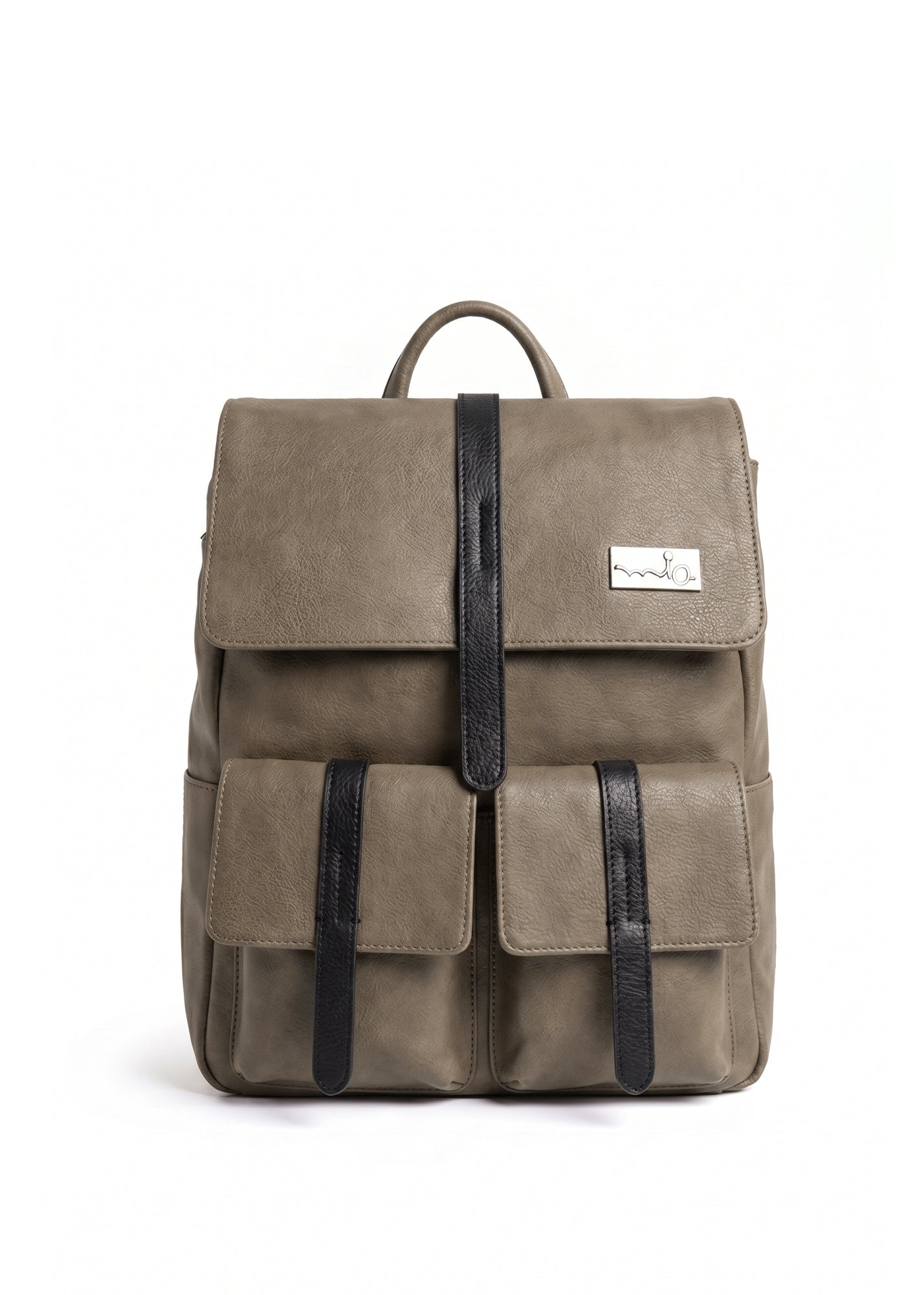 Backpack with front pockets, gray color combination