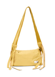 Rectangular leather bag with adjustable strap, yellow