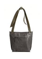 Leather bag with tie strap, two-color combination, green