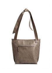 Leather bag, tie strap, two-tone, stone