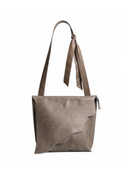 Leather bag, tie strap, two-tone, stone
