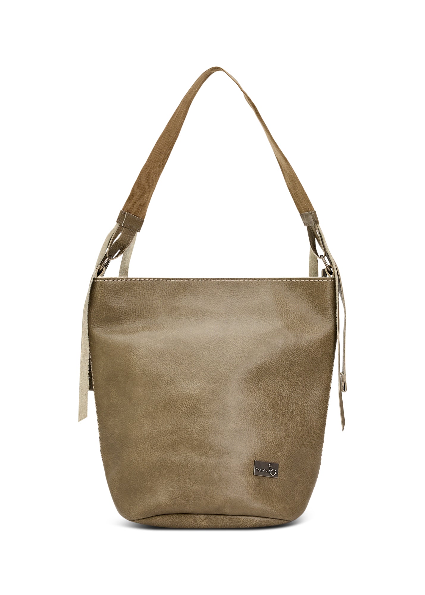 Stone Adjustable Strap Bucket Leather Bag
