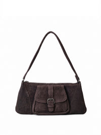 Dark gray belt front compartment leather bag - 99