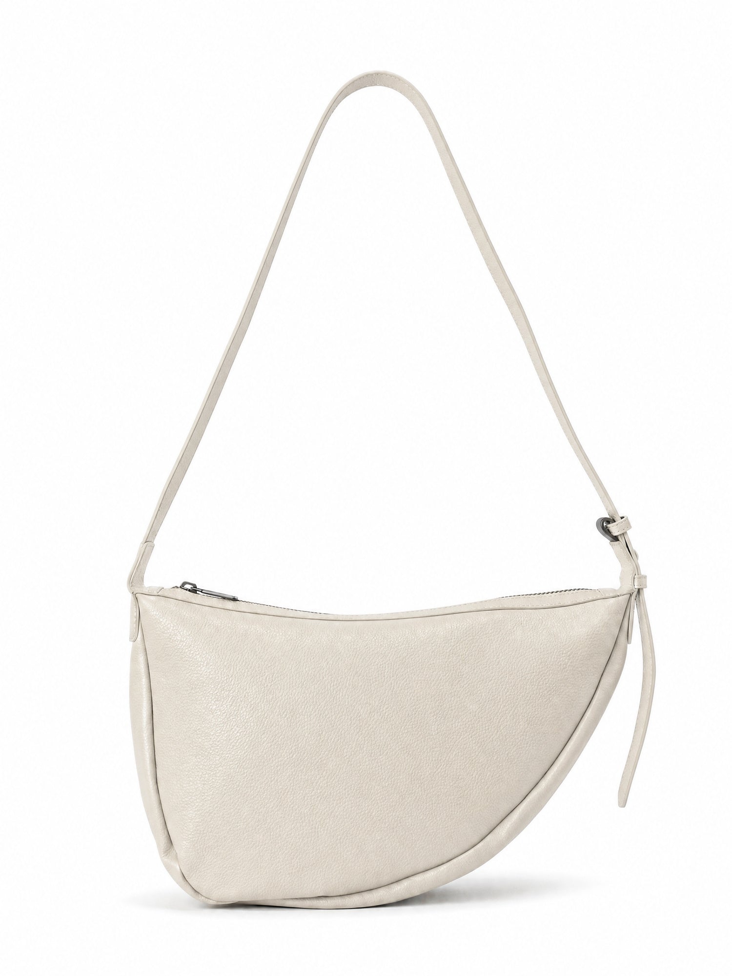 White half-circle leather bag