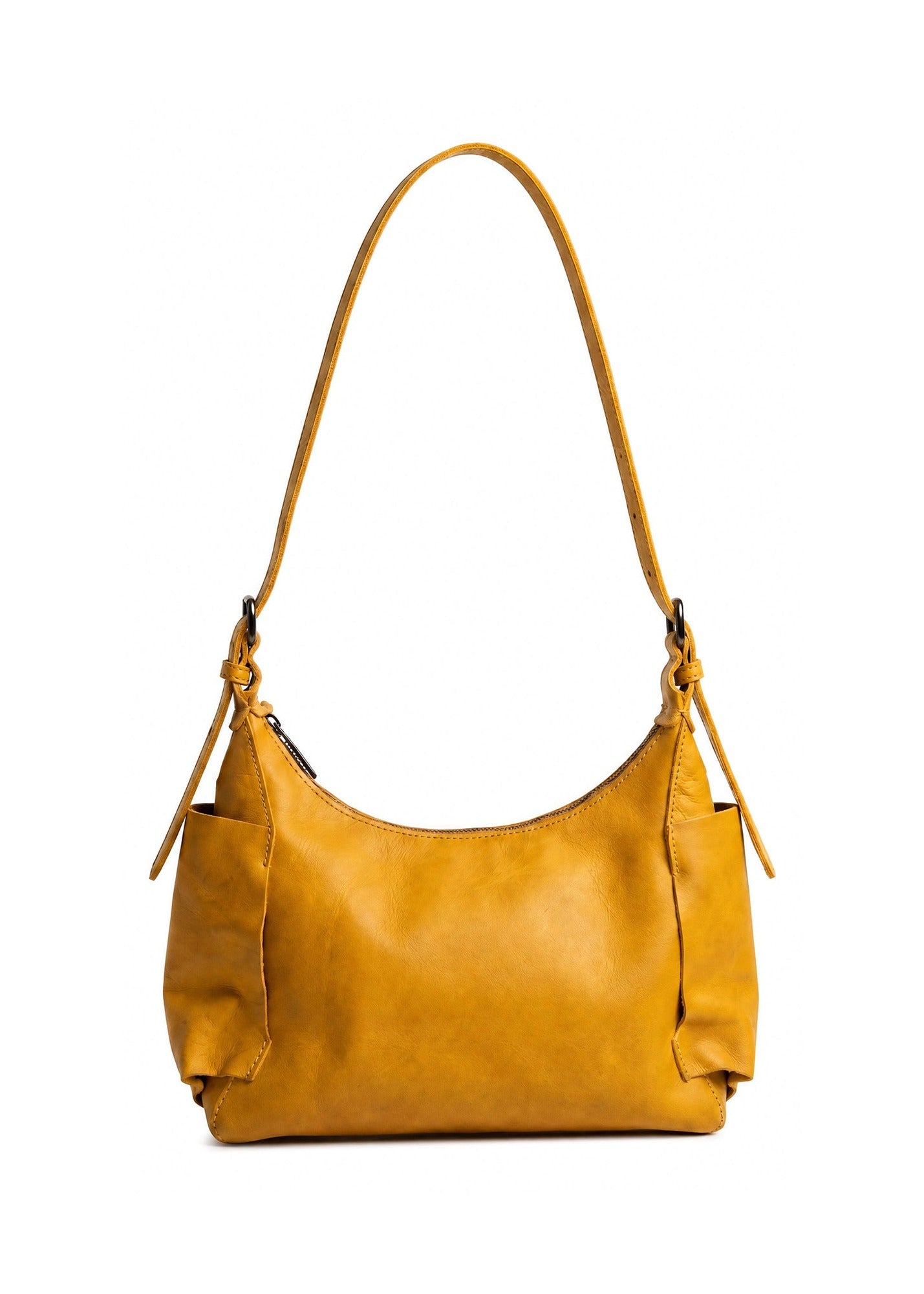 Yellow leather side pocket bag
