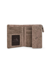 Brown square snap wallet
