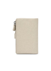 Beige tab snap closure wallet