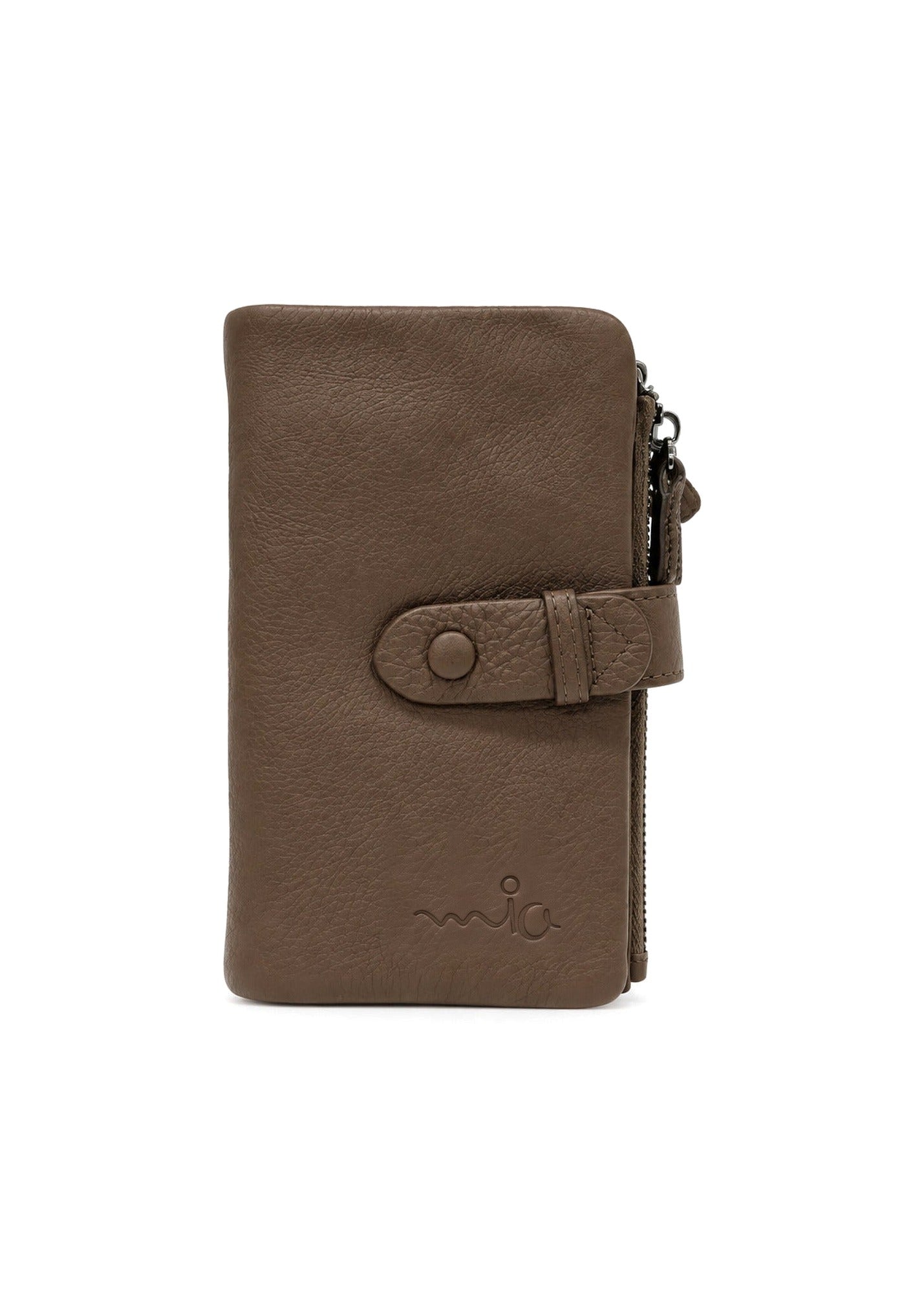 Snap-closure tongue wallet brown