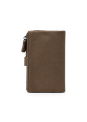 Snap-closure tongue wallet brown