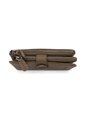 Snap-closure tongue wallet brown