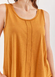 Asymmetric tank top with a stripe in the middle