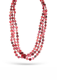 Handmade necklace rows of red round shells - 99