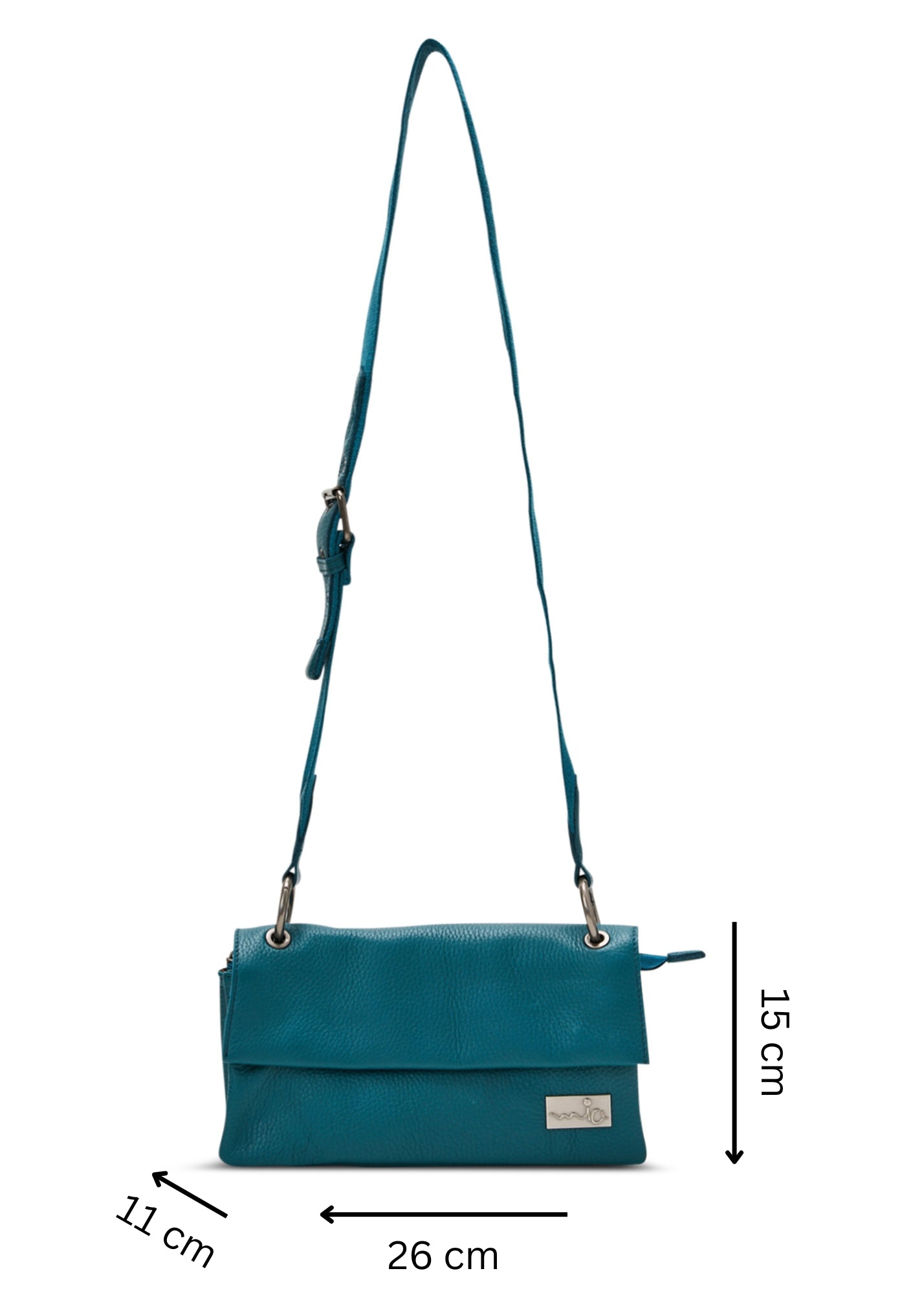 Turquoise leather and strap envelope evening bag