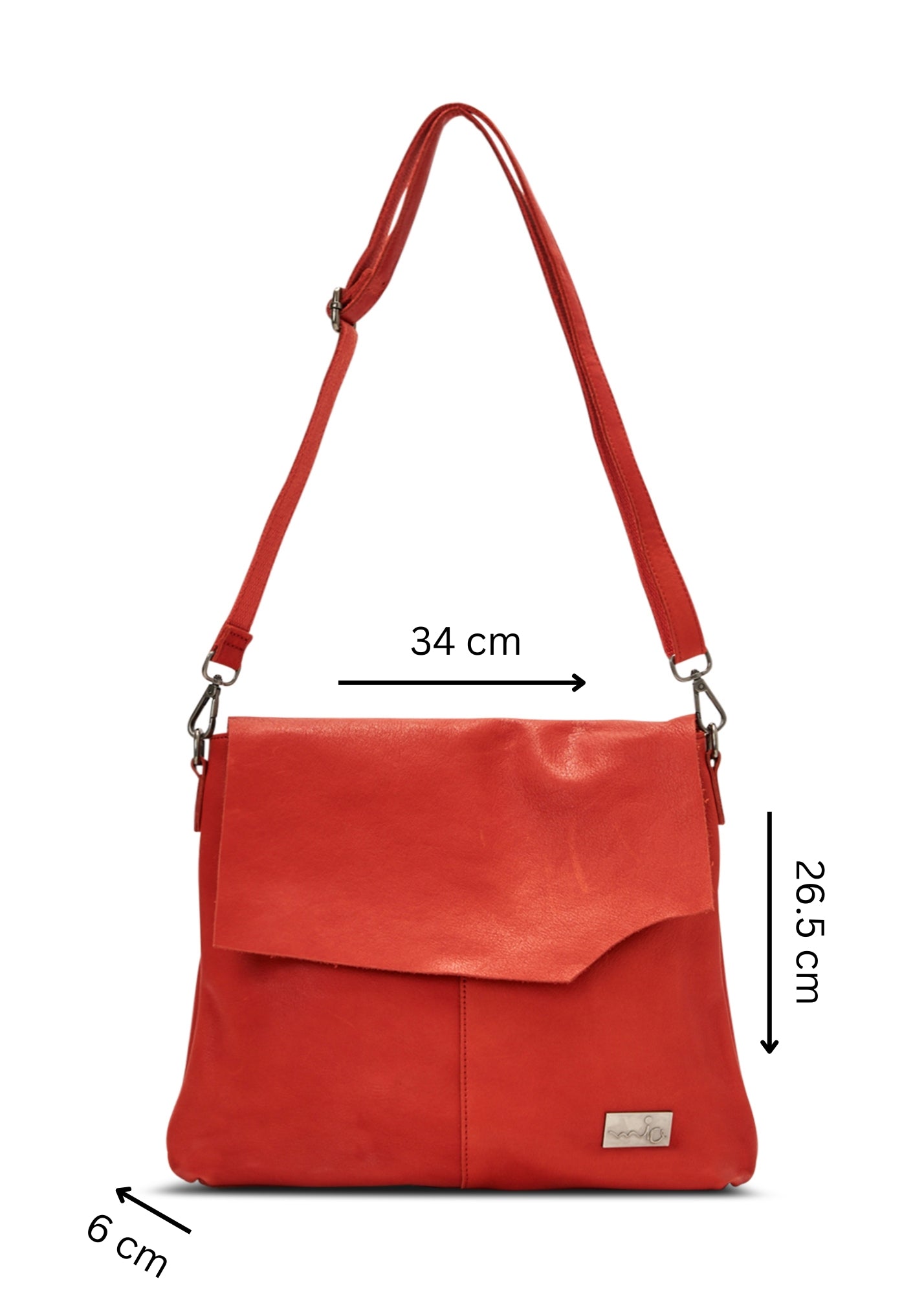 Orange cut-peel leather side bag