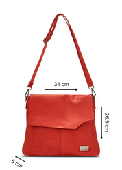 Orange cut-peel leather side bag