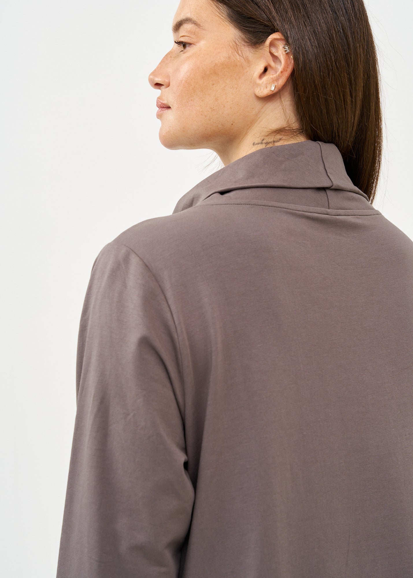Dark gray turtleneck long sleeve zipper dress