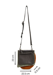 Brown three-pocket leather evening bag