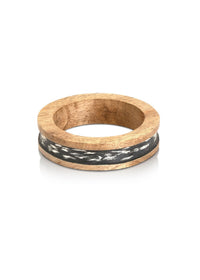 Handmade mango wood bracelet gray wash stripe - 00