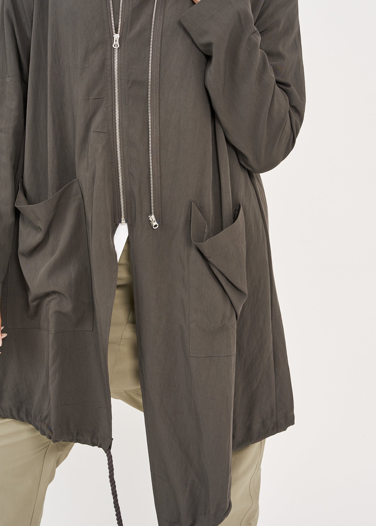 Dark gray two-zip long sleeve top