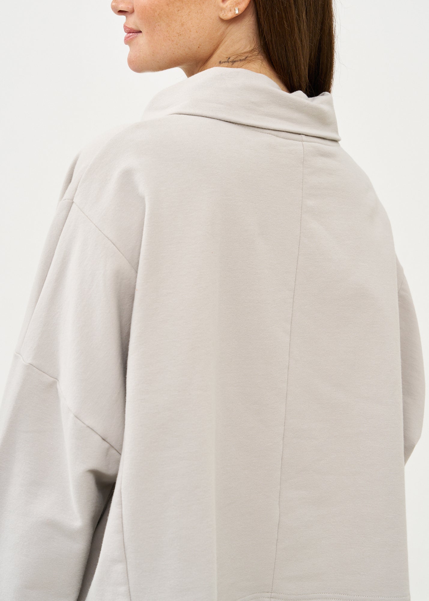 Light gray asymmetric zipper sweatshirt