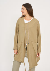 Brown long sleeve top with two zippers