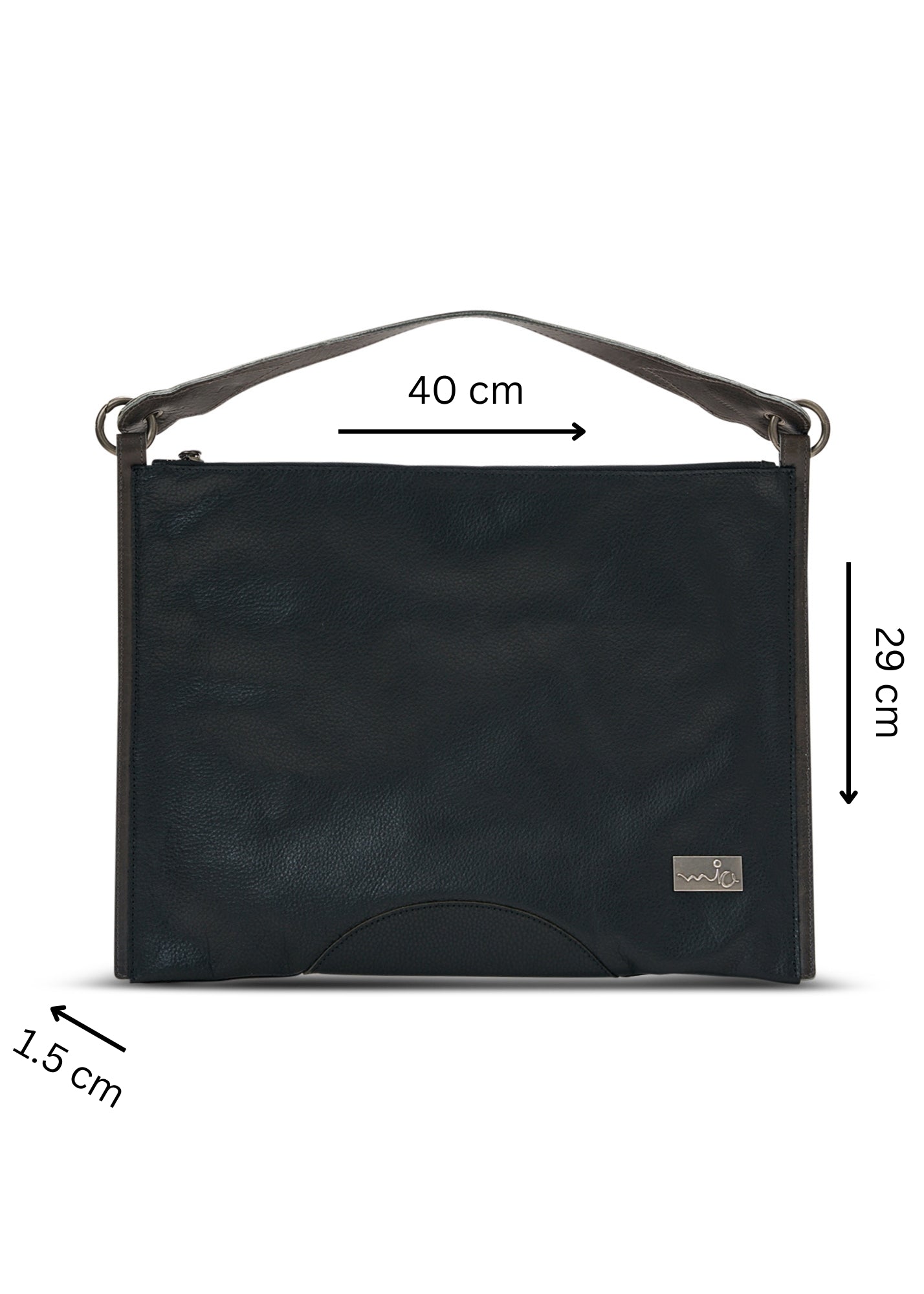 Color combination leather side bag and black wallet