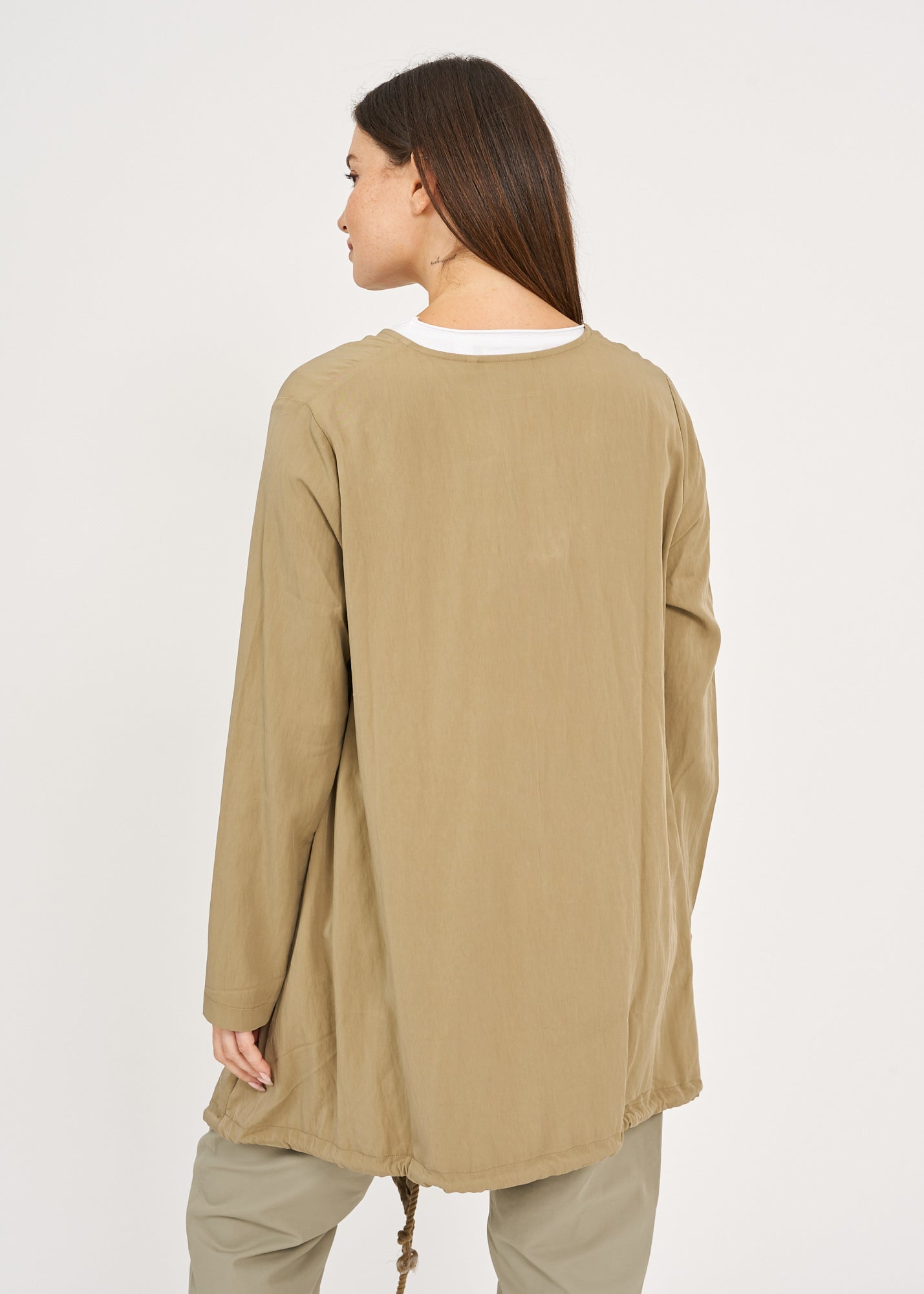 Brown long sleeve top with two zippers