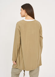 Brown long sleeve top with two zippers